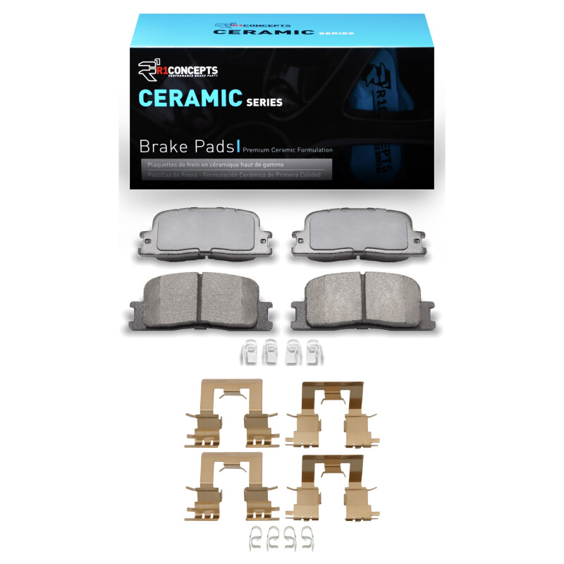 Lexus ES300 Brake Pads - Rear - R1 Concepts - R1 Ceramic Pads & Hardware Kit - `02-`06